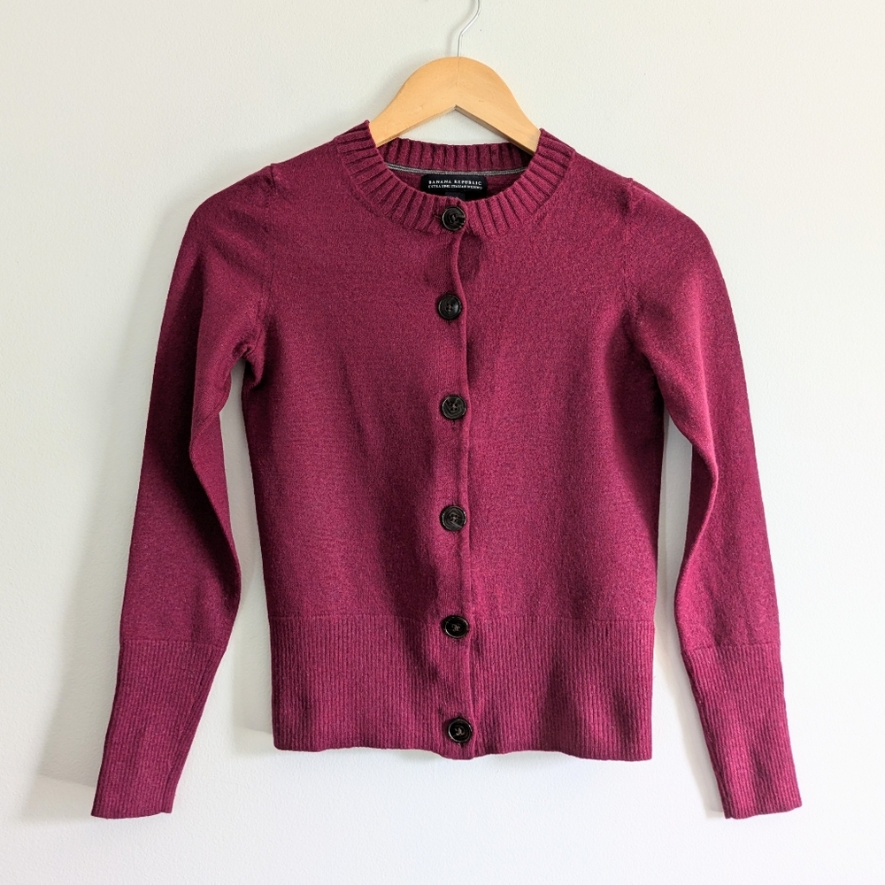 Women's Burgundy Button-Front Sweater Cardigan - Unbranded